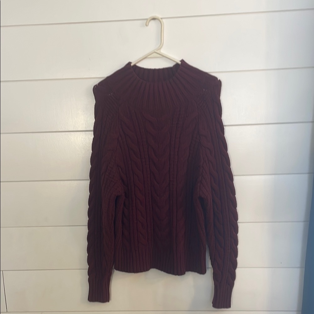 Burgundy Cable Knit Sweater